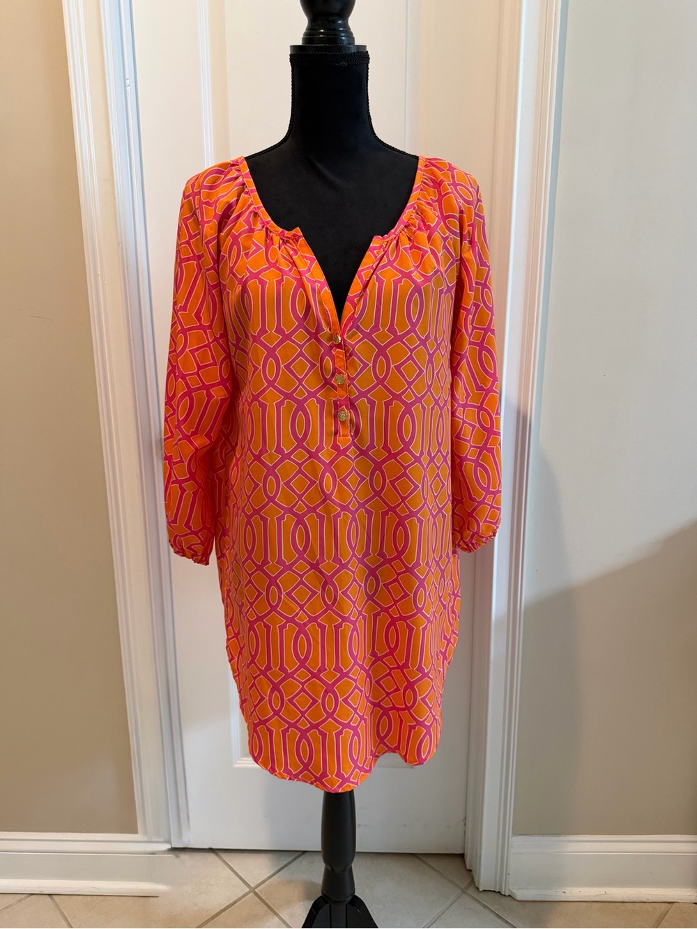 Mud Pie Pink and Orange Geometric Tunic